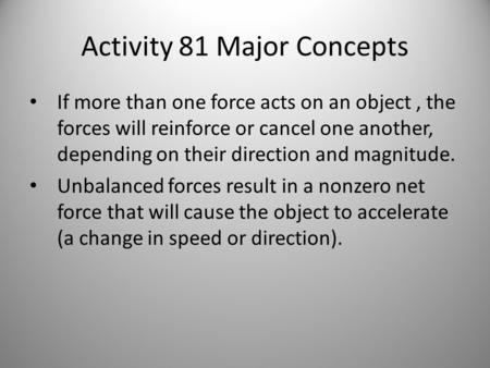 Activity 81 Major Concepts