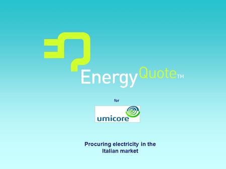 For Procuring electricity in the Italian market. Page 2 Agenda Italian Energy industry outlook Risks and opportunities in the Italian Market EnergyQuote.