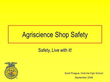 Agriscience Shop Safety