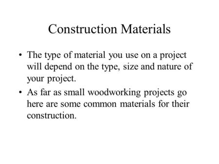 Construction Materials