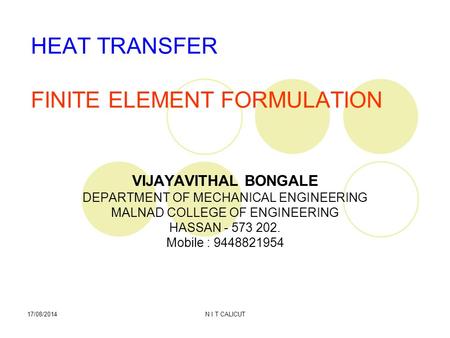 HEAT TRANSFER FINITE ELEMENT FORMULATION