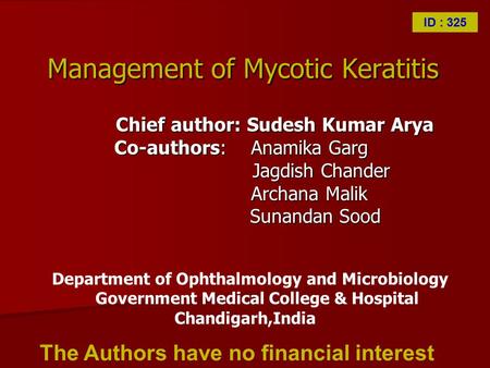 Management of Mycotic Keratitis