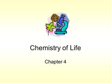 Chemistry of Life Chapter 4. Matter What all material is made Atoms  p +, n 0, e - Isotopes: –atoms w/same atomic number, different atomic mass. –Decay.