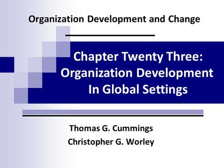 Organization Development and Change