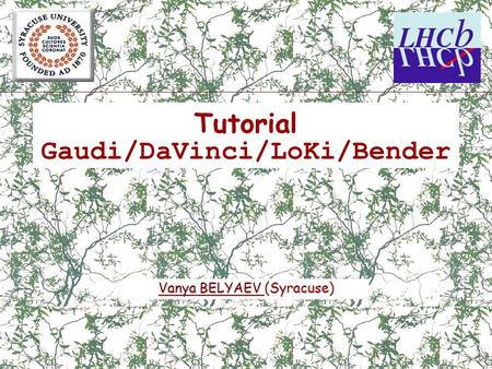 Vanya BELYAEV Vanya BELYAEV (Syracuse) Vanya BELYAEV Tutorial Gaudi/DaVinci/LoKi/Bender.