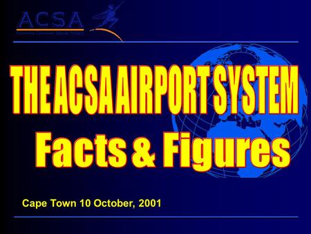 Cape Town 10 October, 2001 The System Durban Port Elizabeth Johannesburg Pilanesburg Cape Town Upington Bloemfontein Kinberly East London George International.