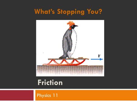 Friction Physics 11 What’s Stopping You?. Humour again..