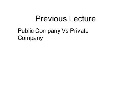 Public Company Vs Private Company