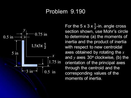 Problem For the 5 x 3 x -in. angle cross