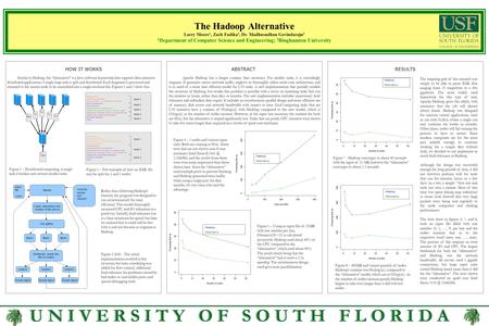 U N I V E R S I T Y O F S O U T H F L O R I D A Hadoop Alternative The Hadoop Alternative Larry Moore 1, Zach Fadika 2, Dr. Madhusudhan Govindaraju 2 1.