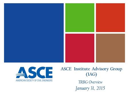 ASCE Institute Advisory Group (IAG) TRBG Overview January 31, 2015.