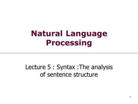 Natural Language Processing