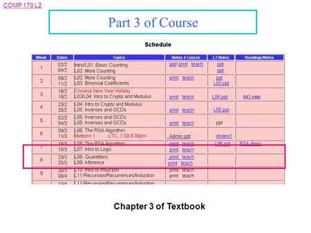 COMP 170 L2 Part 3 of Course Chapter 3 of Textbook.