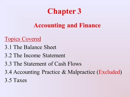 Accounting and Finance