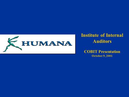 Institute of Internal Auditors COBIT Presentation October 9, 2001.