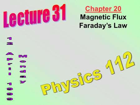 Chapter 20 Magnetic Flux Faraday’s Law. We saw in Chapter 19 that moving charges (currents) create magnetic fields. Nature often reveals a great deal.