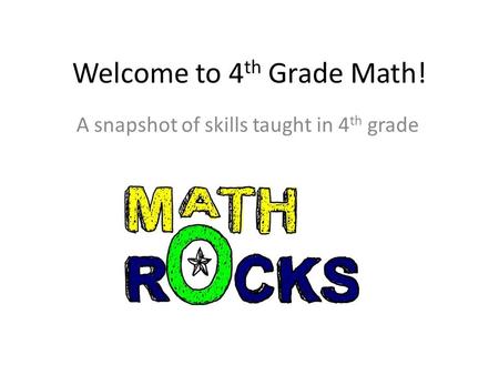 Welcome to 4th Grade Math!