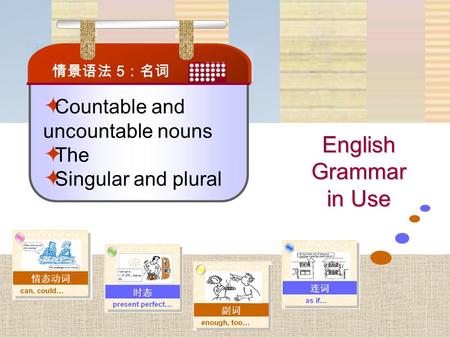 English Grammar in Use  Countable and uncountable nouns  The  Singular and plural 情景语法 5 ：名词.