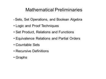 Mathematical Preliminaries