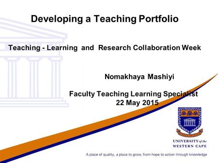 Developing a Teaching Portfolio