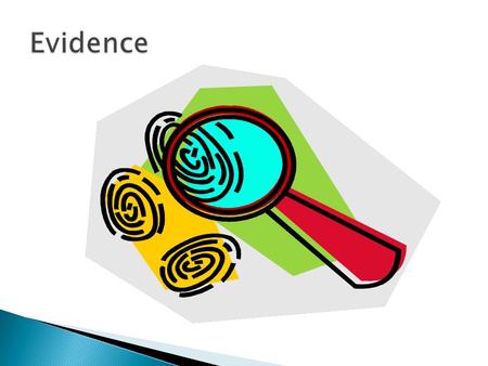  Evidence – “ supporting material known or discovered, but not created by the advocate.” (Wilbanks, Church)  The minor premise of the classical logical.