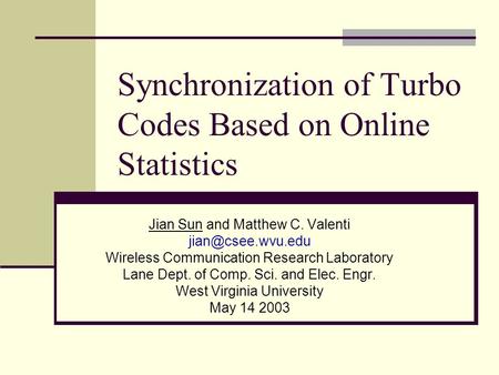 Synchronization of Turbo Codes Based on Online Statistics