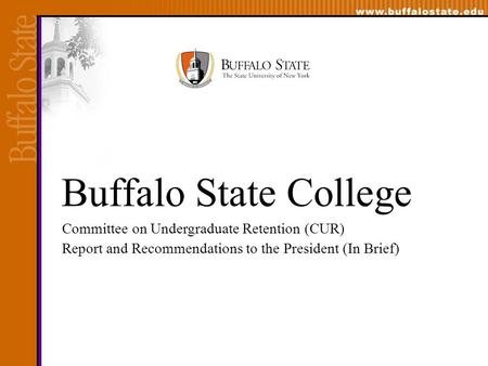 Buffalo State College Committee on Undergraduate Retention (CUR) Report and Recommendations to the President (In Brief)