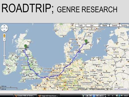 ROADTRIP; GENRE RESEARCH. A road film is a film genre in which the film's plot takes place during a journey. The genre has its roots in spoken and written.