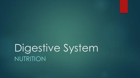 Digestive System NUTRITION. Energy  Energy allows a physical system to do work  The potential energy found in food is measured in Calories with a capital.