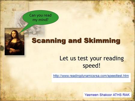 Let us test your reading speed!