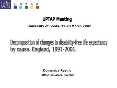 Office for National Statistics University of Leeds, 21-23 March 2007 Domenica Rasulo.