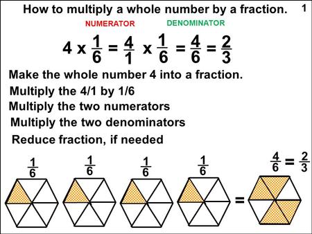 How to multiply a whole number by a fraction.