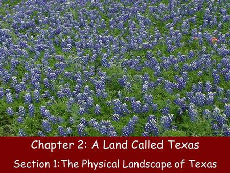 Chapter 2: A Land Called Texas Section 1:The Physical Landscape of Texas.