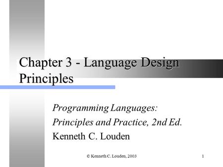 Chapter 3 - Language Design Principles