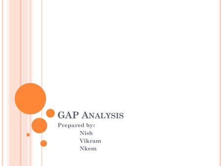 GAP A NALYSIS Prepared by: Nish Vikram Nkem. W HAT IS IT ? A tool which helps identify the gap between your current situation and the future state that.