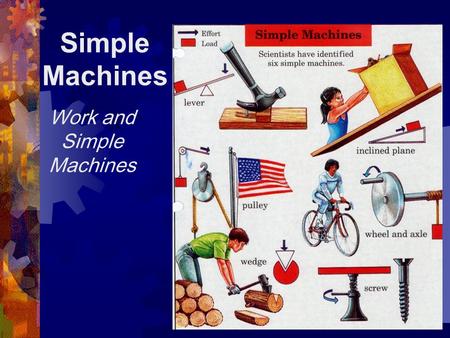 Simple Machines Work and Simple Machines What is a Simple Machine?  A simple machine has few or no moving parts.  Simple machines make work easier.