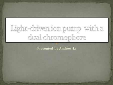 Presented by Andrew Le. Xanthorhodopsin is a light-driven proton pump that associates with the vitamin retinol and salinixanthin, a carotenoid pigment.