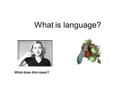 What is language? What does this mean?. How do we distinguish between language and non language? Language is rule governed Language is intended Language.