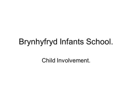 Brynhyfryd Infants School. Child Involvement.. Introduction. Beneficial to observe child levels of involvement in the following activities - Indoor Outdoor.