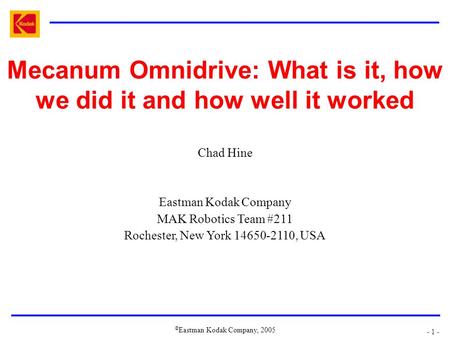 Mecanum Omnidrive: What is it, how we did it and how well it worked