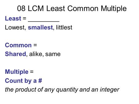 08 LCM Least Common Multiple