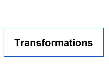 Transformations Reflection An object can be reflected in a mirror line or axis of reflection to produce an image of the object. For example, Each point.