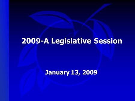 2009-A Legislative Session January 13, 2009.  State Budget Situation  2007/08 Budget - $72 billion  2008/09 Budget - $66 billion  Total Budget Reduction.