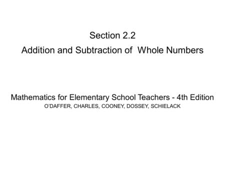 Addition and Subtraction of Whole Numbers