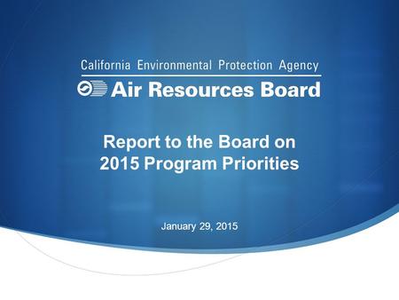 Report to the Board on 2015 Program Priorities January 29, 2015.