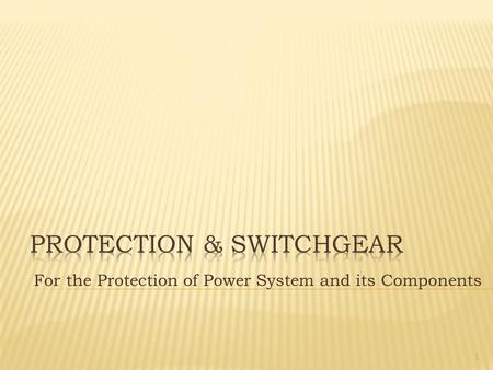 Protection & Switchgear