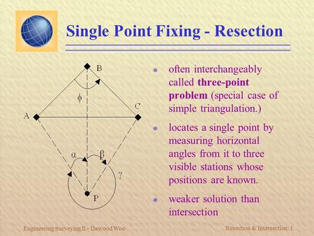 Single Point Fixing - Resection