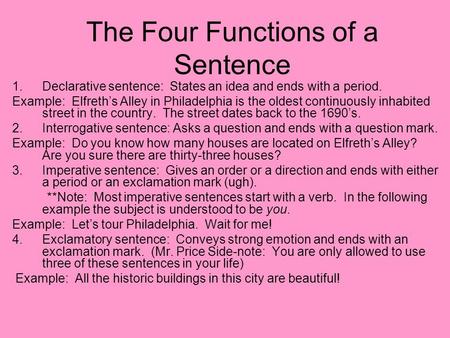 The Four Functions of a Sentence