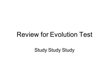 Review for Evolution Test