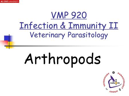 Arthropods VMP 920 Infection & Immunity II Veterinary Parasitology.